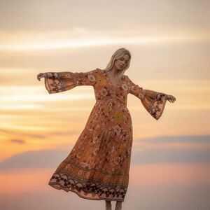 SPELL & the Gypsy Collective Buttercup Gown Sunrise Floral Maxi Dress S